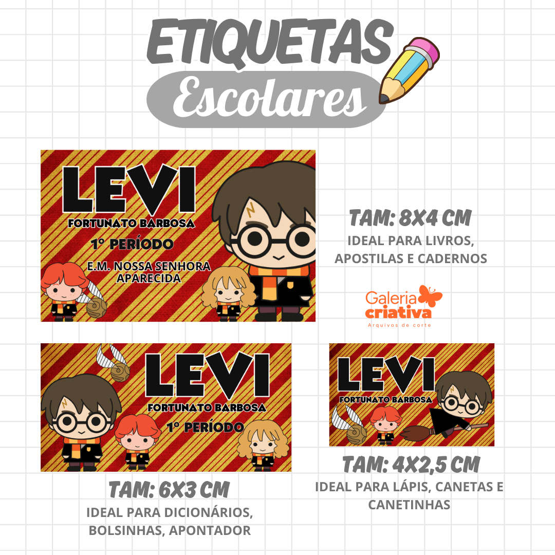 42. HARRY POTTER CUTE Arquivo Etiqueta Escolar HARRY POTTER CUTE - Imagem 1