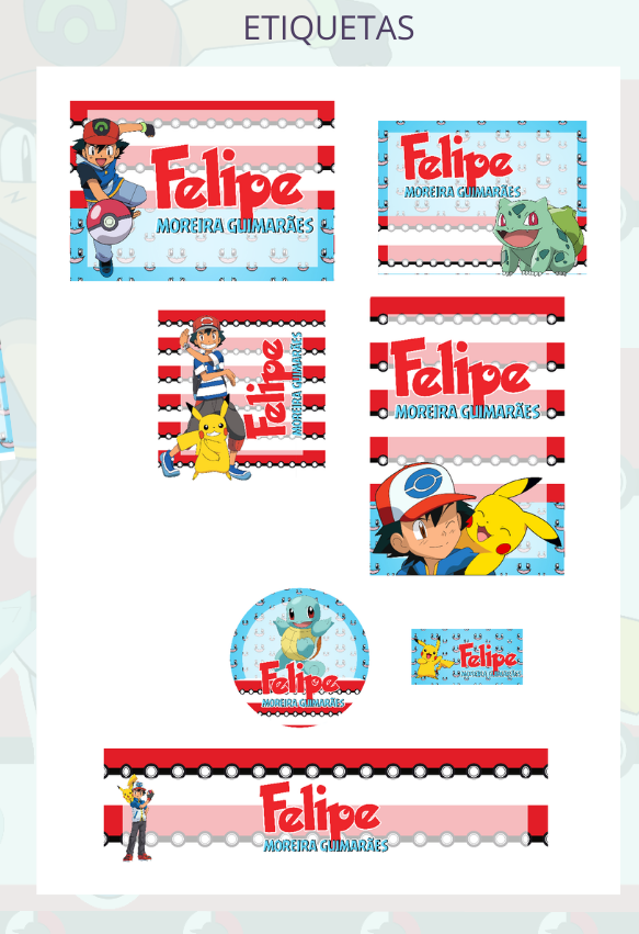 43 - Pokémon Arquivo Etiqueta Escolar Pokémon - Imagem 1