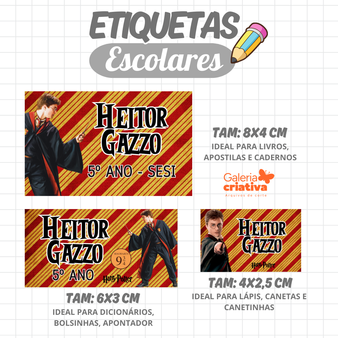 43. HARRY POTTER Arquivo Etiqueta Escolar HARRY POTTER - Imagem 1