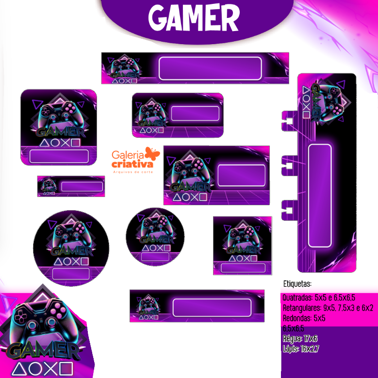 44 - GAMER Arquivo Etiqueta Escolar GAMER - Imagem 1