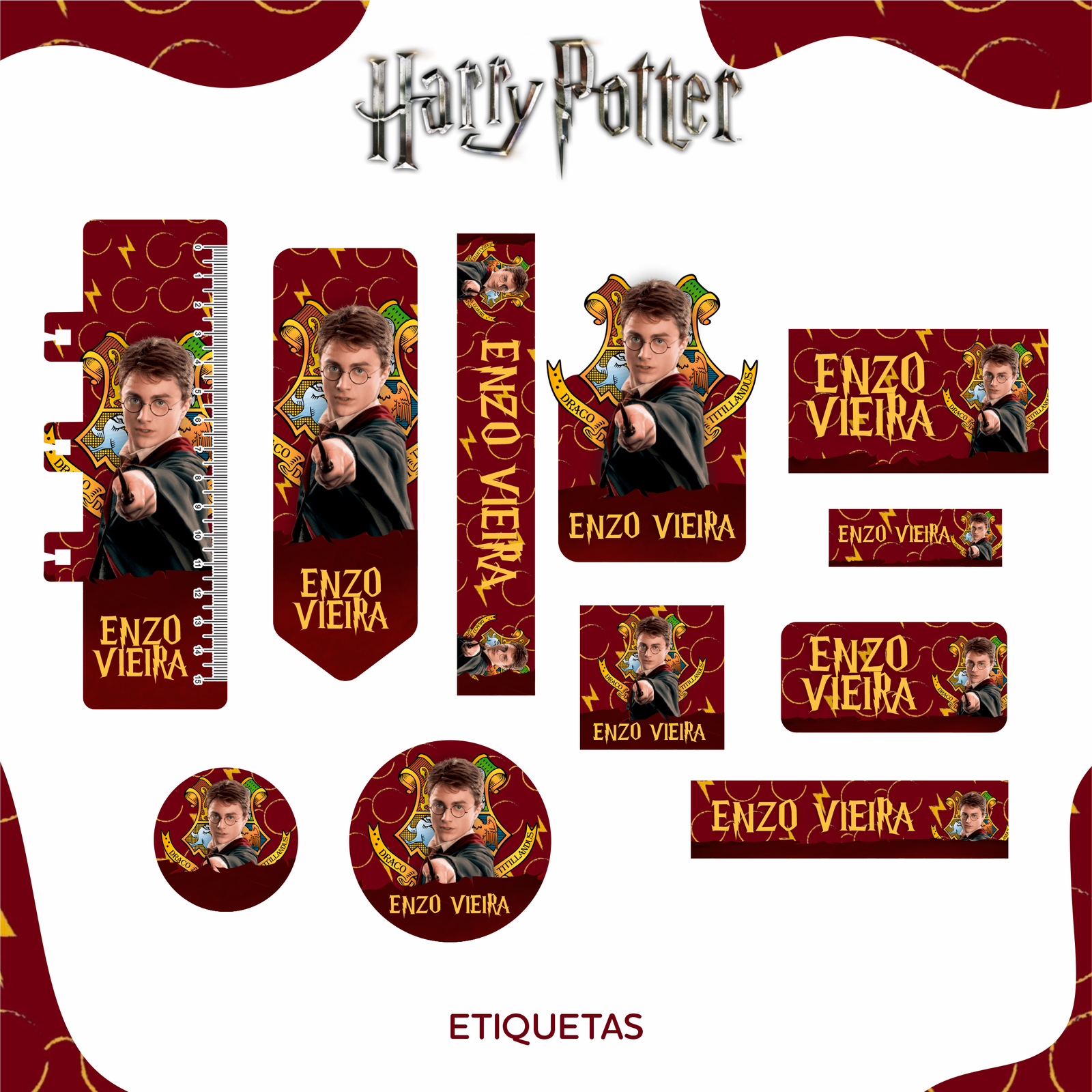 44 - HARRY POTTER Arquivo Etiqueta Escolar HARRY POTTER - Imagem 1