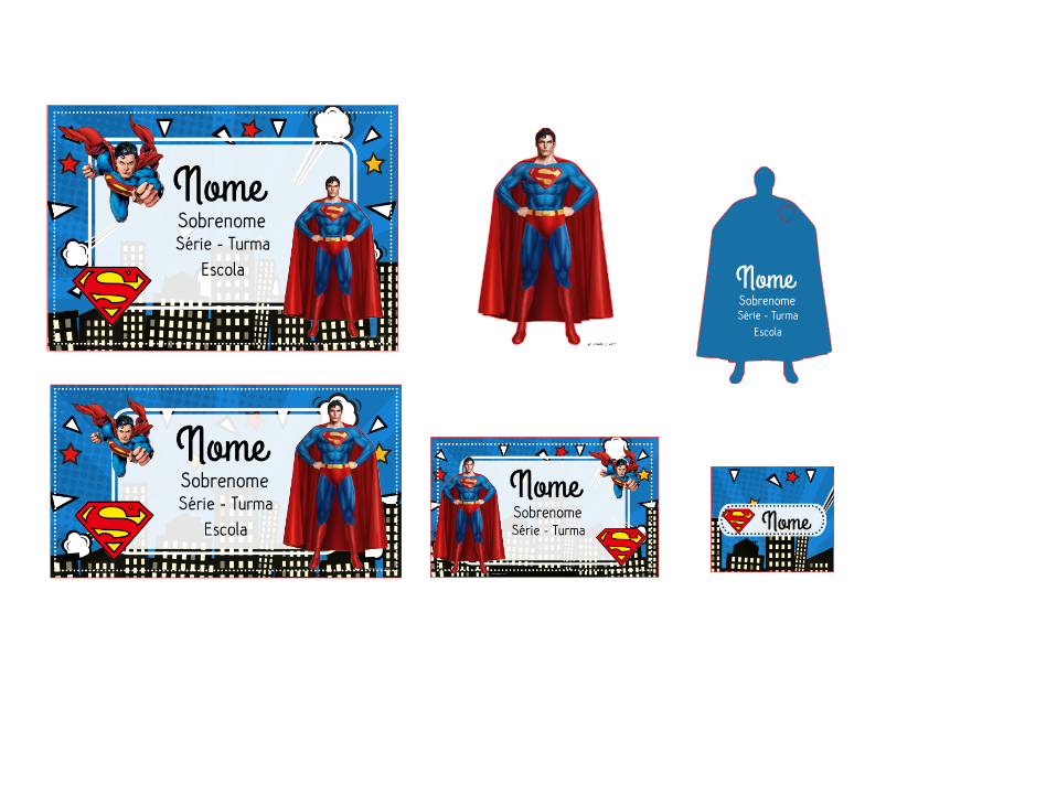 45 - Super Homem Arquivo Etiqueta Escolar Super Homem - Imagem 1