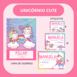 Arquivo Etiqueta Escolar UNICÓRNIO CUTE