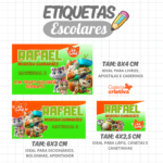 Arquivo Etiqueta Escolar GATOS MENINO