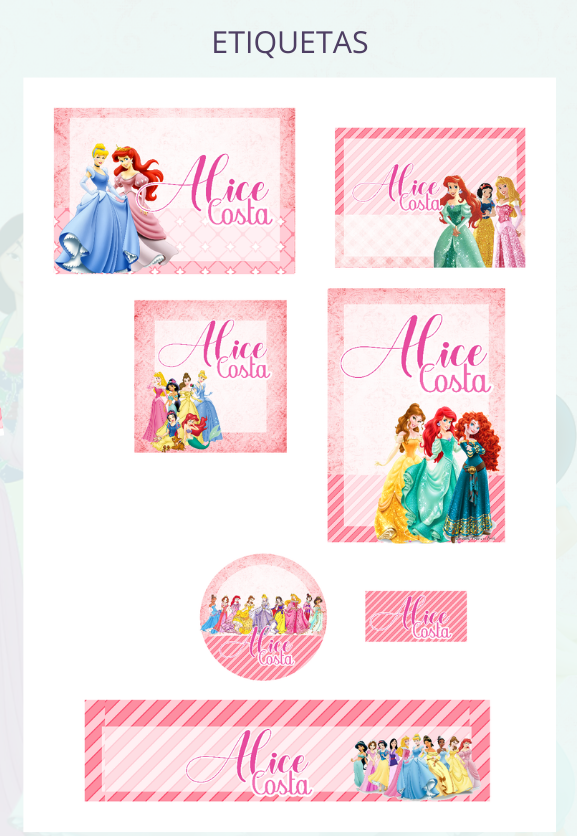 46 - Princesas Disney Arquivo Etiqueta Escolar Princesas Disney - Imagem 1