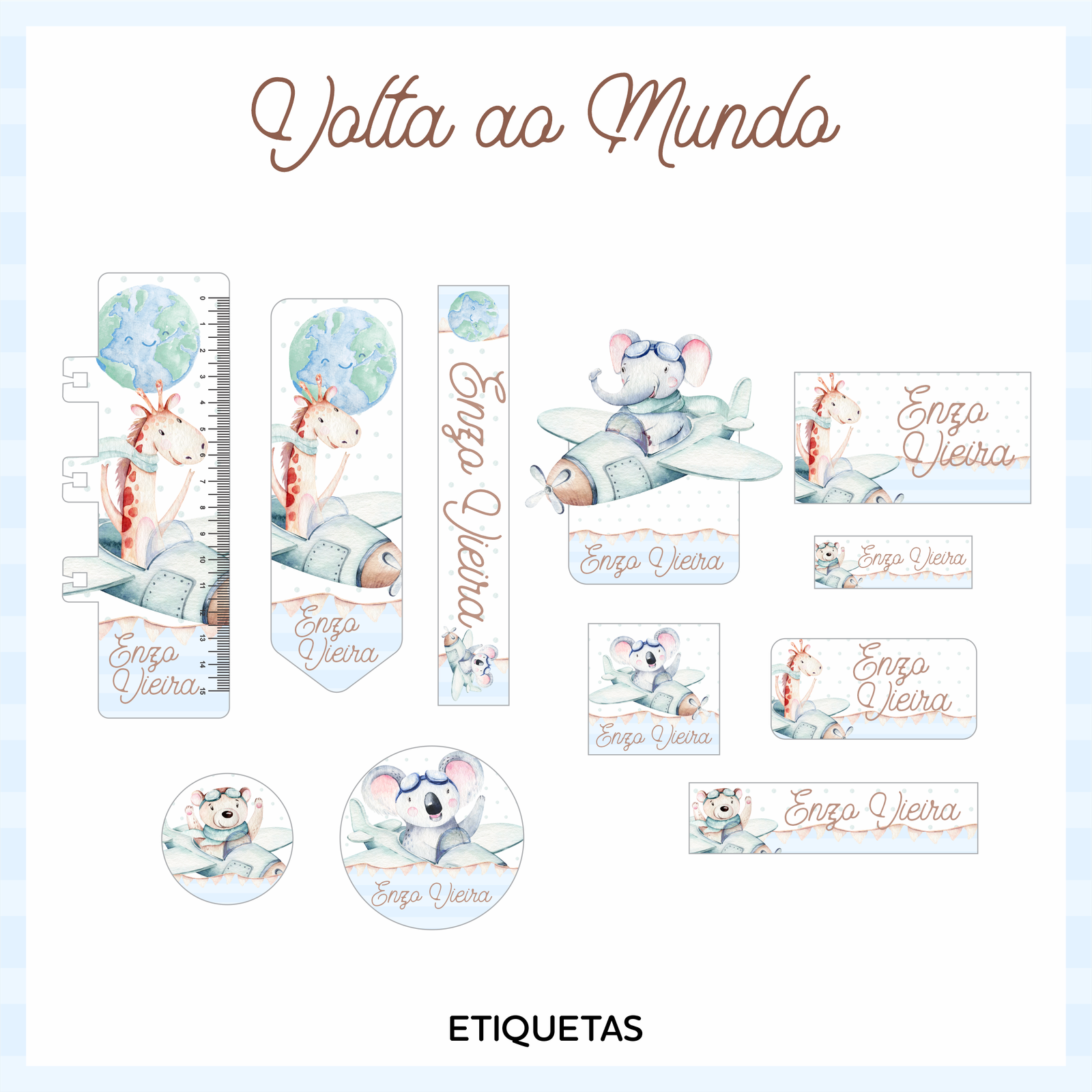 46 - VOLTA AO MUNDO Arquivo Etiqueta Escolar VOLTA AO MUNDO - Imagem 1