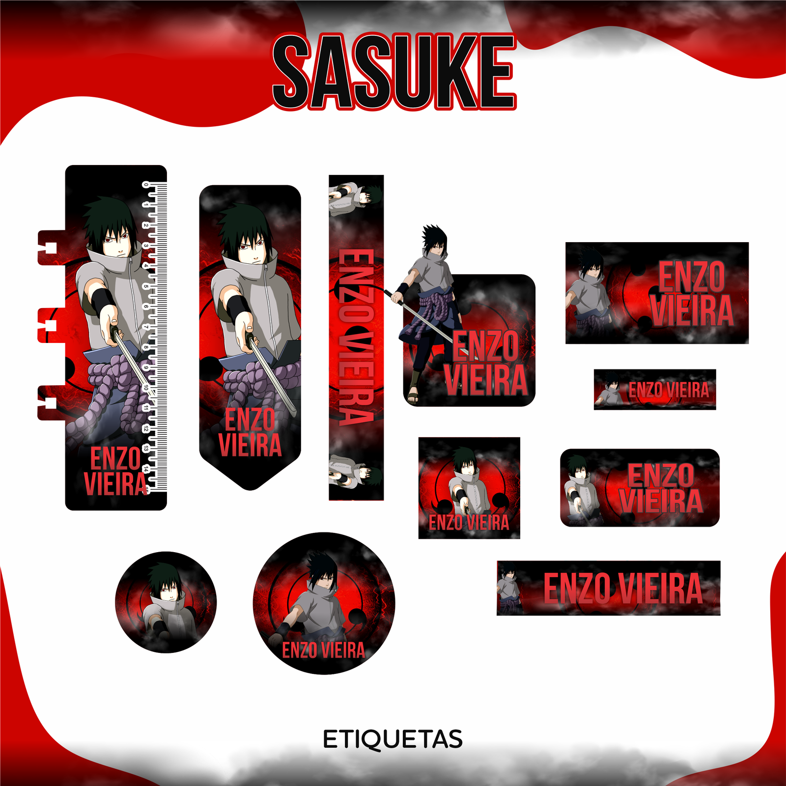 47 - SASUKE Arquivo Etiqueta Escolar SASUKE - Imagem 1