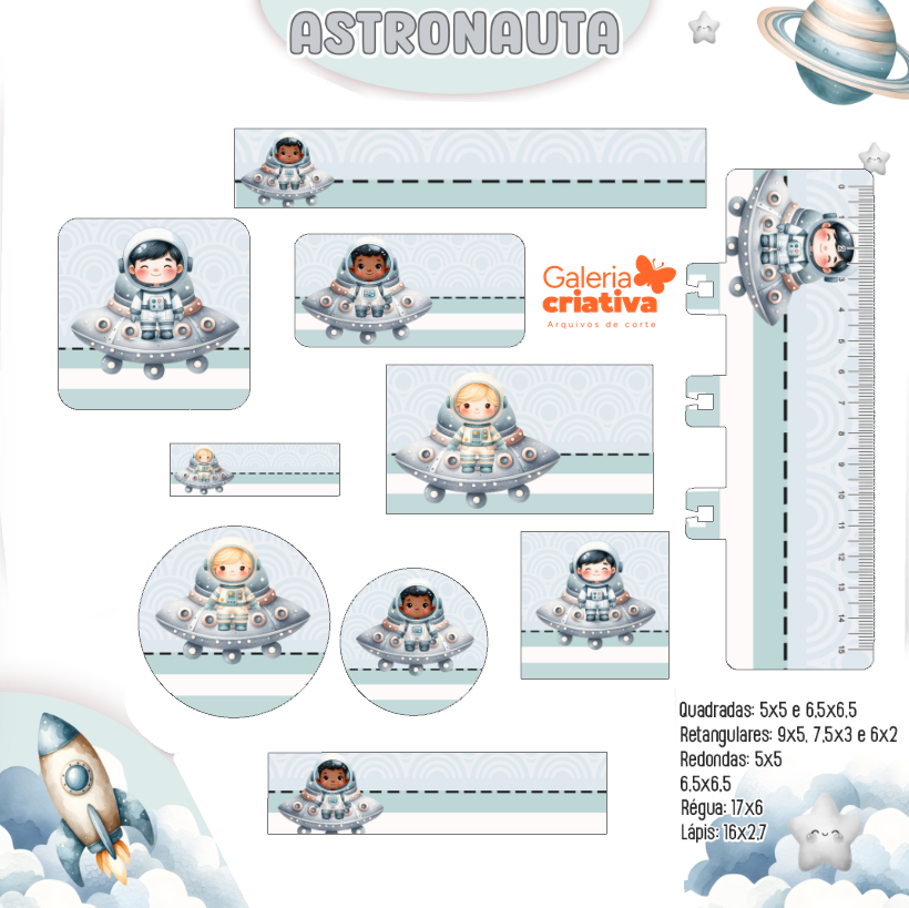 48) ASTRONAUTA Arquivo Etiqueta Escolar ASTRONAUTA - Imagem 1