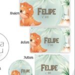 Arquivo Etiqueta Escolar Dinossauro