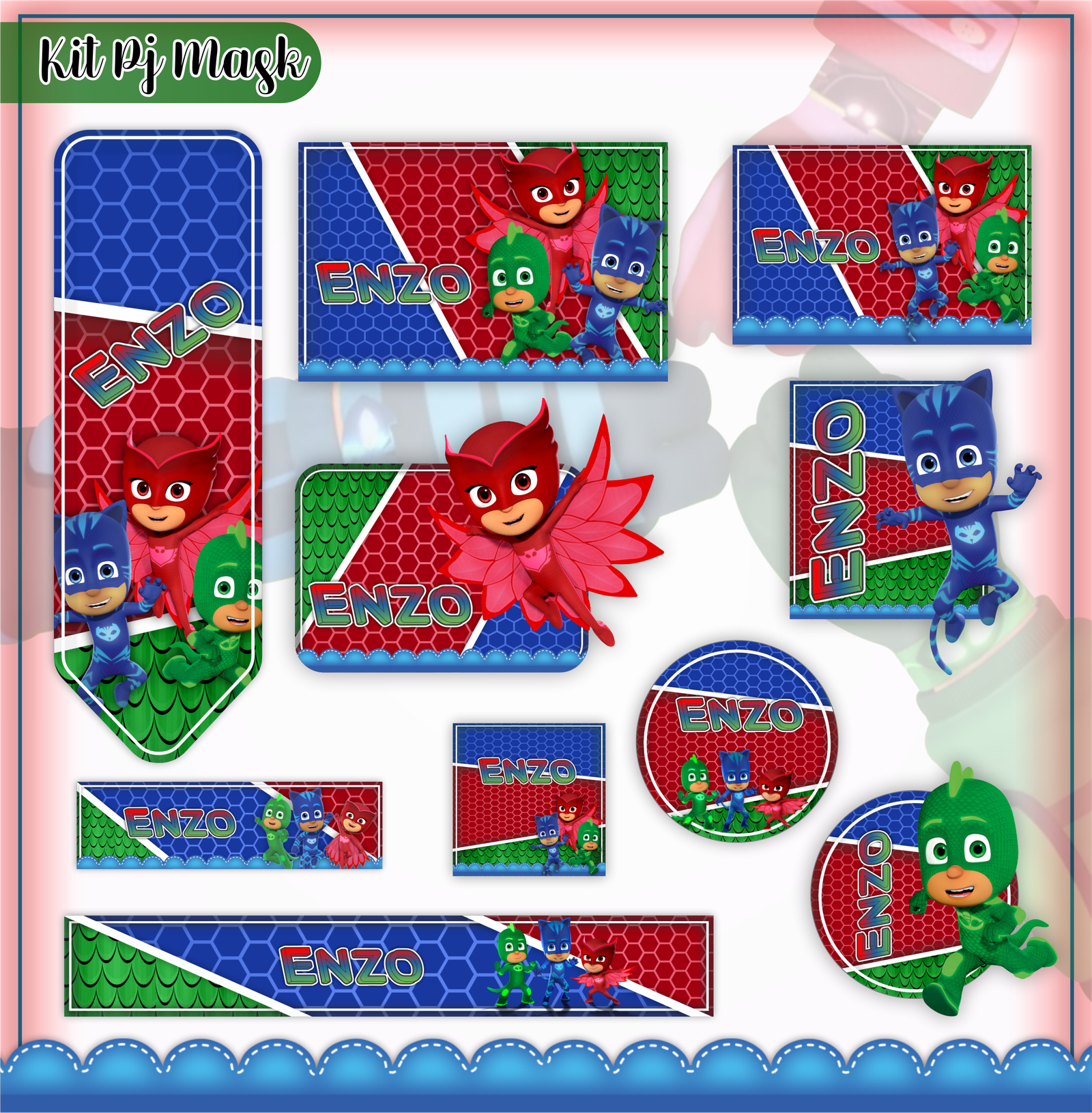 50-PJ MASK Arquivo Etiqueta Escolar PJ MASK - Imagem 1
