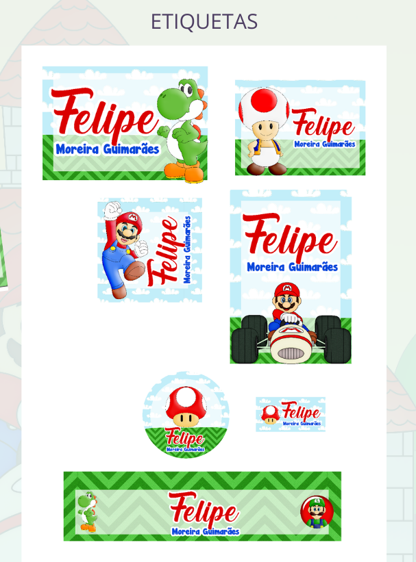 50 - Super Mário Arquivo Etiqueta Escolar Super Mário - Imagem 1