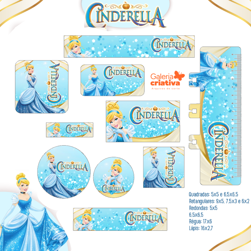 54) CINDERELLA Arquivo Etiqueta Escolar CINDERELLA - Imagem 1