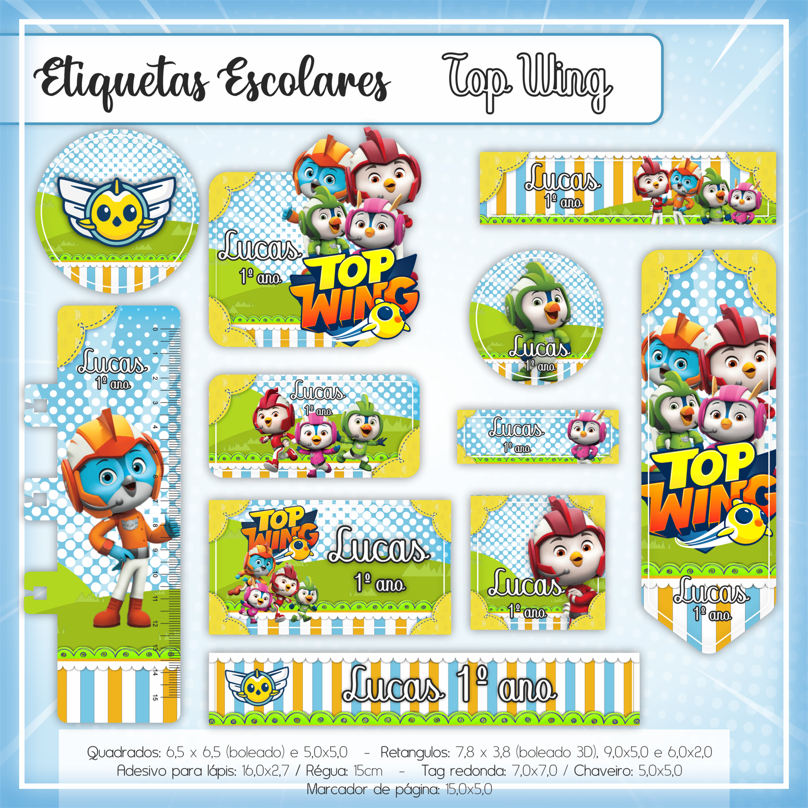 55 - Top Wings Arquivo Etiqueta Escolar Top Wings - Imagem 1