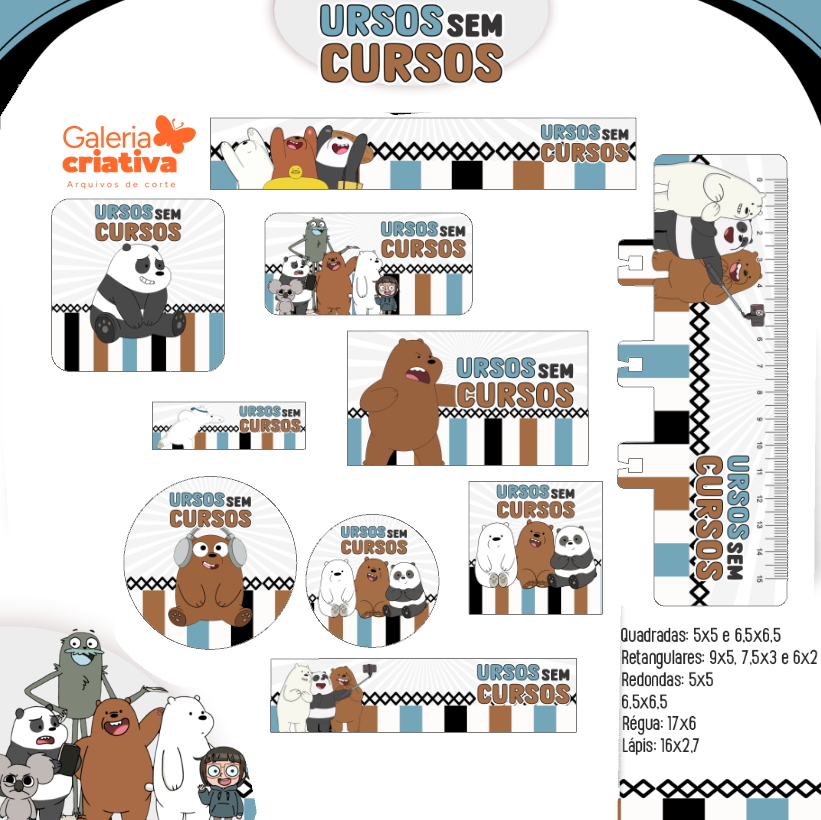 56) URSO SEM CURSO Arquivo Etiqueta Escolar URSO SEM CURSO - Imagem 1