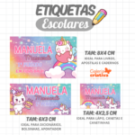 Arquivo Etiqueta Escolar UNICÓRNIO CUTE