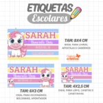 Arquivo Etiqueta Escolar UNICÓRNIO COLLOR