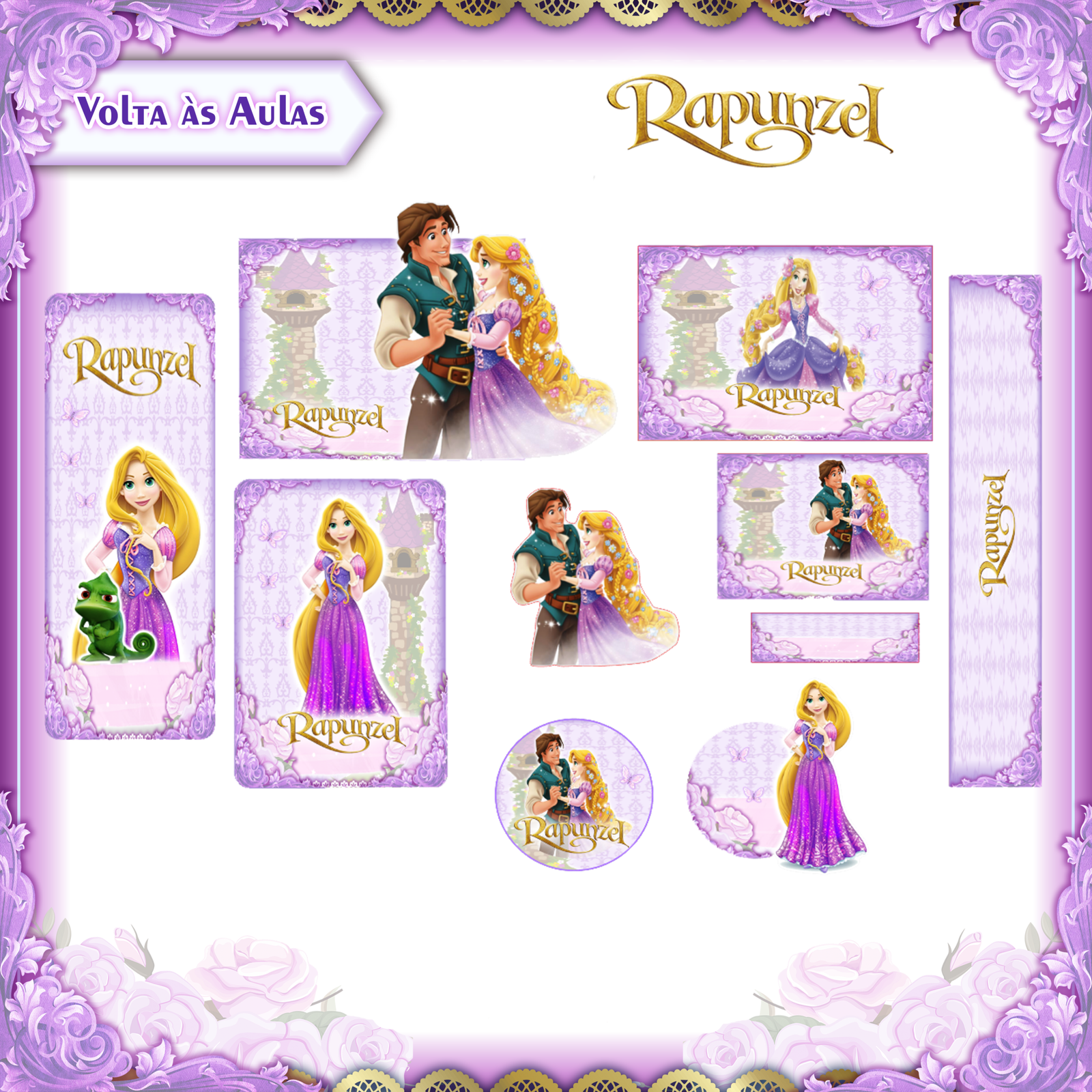 58 - RAPUNZEL Arquivo Etiqueta Escolar APUNZEL - Imagem 1