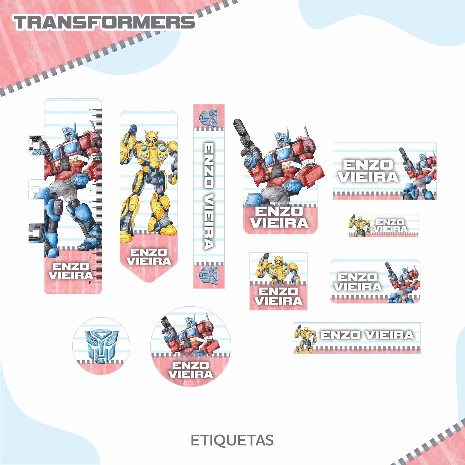 64 - TRASFORMERS Arquivo Etiqueta Escolar TRASFORMERS - Imagem 1