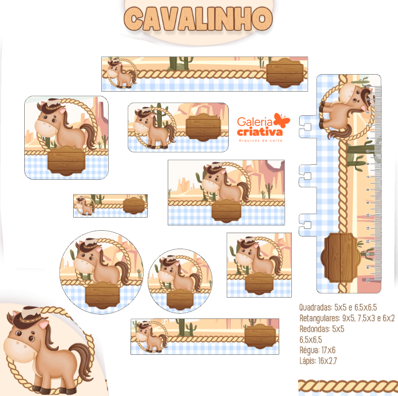 65) CAVALINHO Arquivo Etiqueta Escolar CAVALINHO - Imagem 1