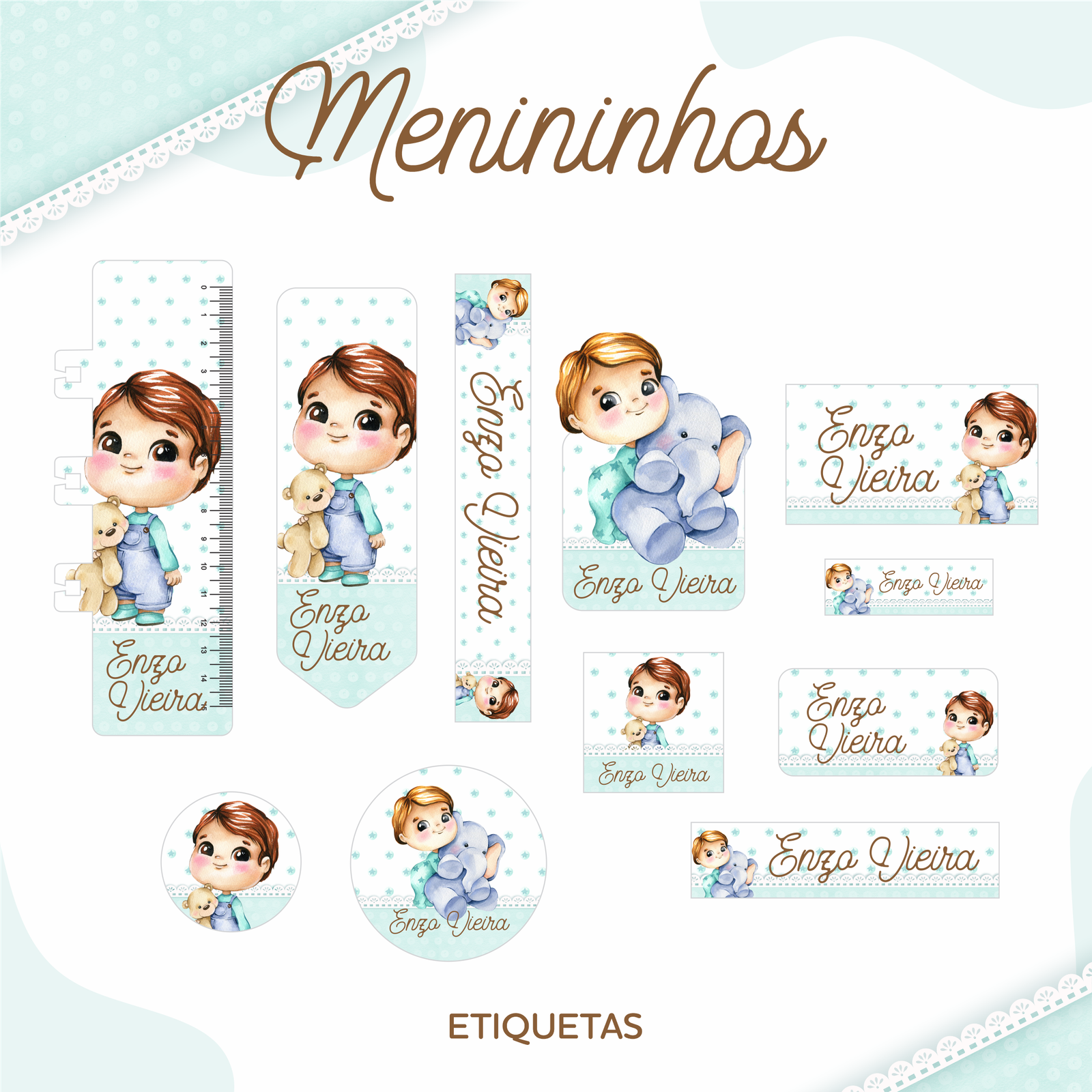 66 - MENININHOS Arquivo Etiqueta Escolar MENININHOS - Imagem 1