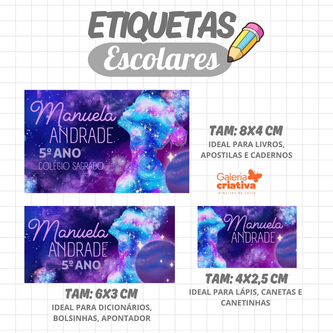 66. UNIVERSO Arquivo Etiqueta Escolar UNIVERSO - Imagem 1