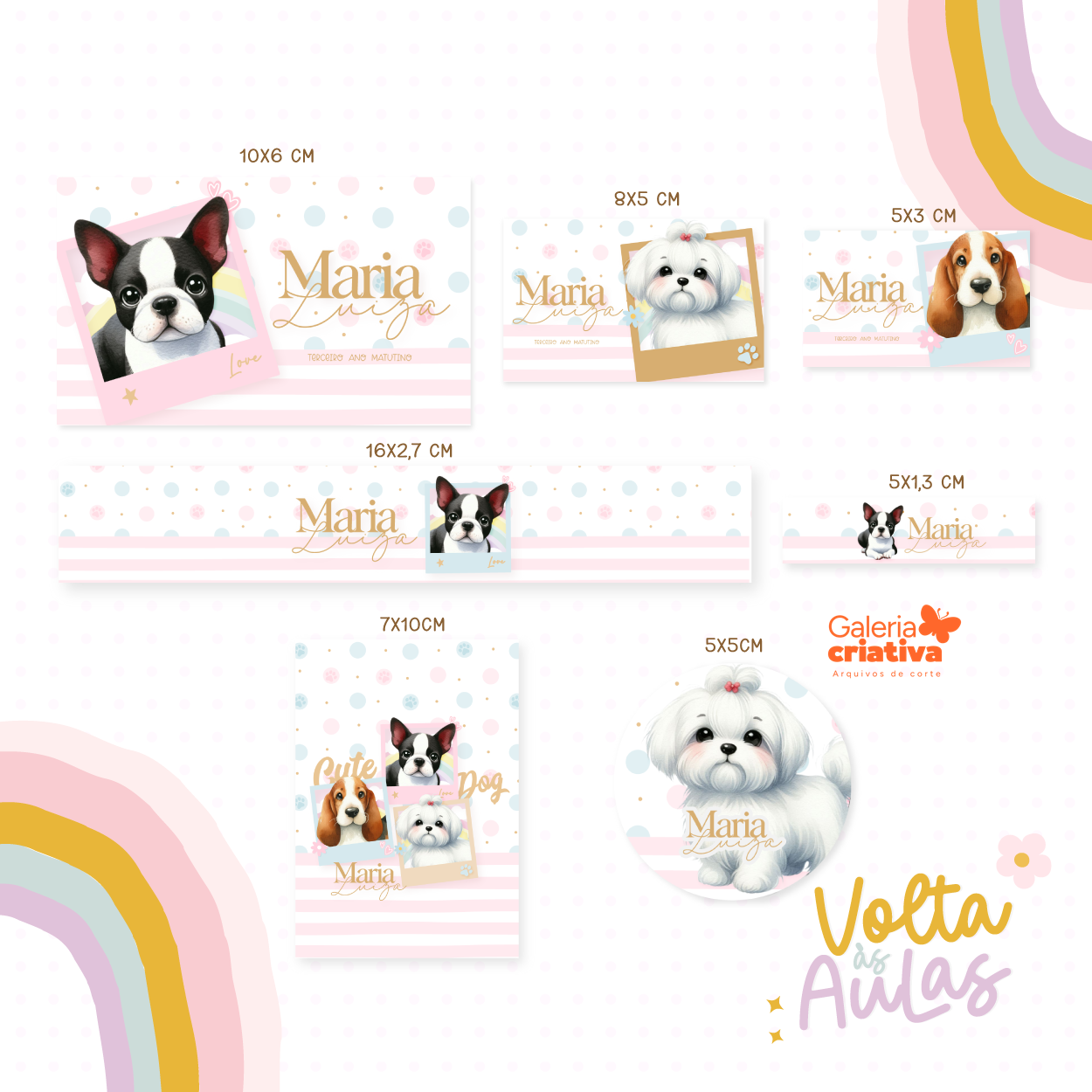 7 - CACHORRINHOS Arquivo Etiqueta Escolar CACHORRINHOS - Imagem 1