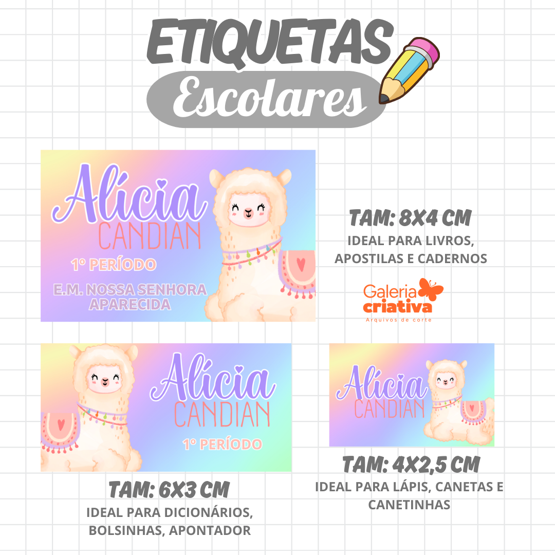 72. LHAMA 1 Arquivo Etiqueta Escolar LHAMA 1 - Imagem 1