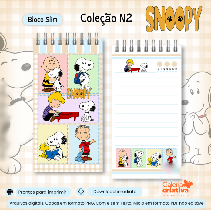 79 - Coleção Snoopy N2 Bloco Slim Arquivo Coleção Snoopy N2 Bloco Slim - Imagem 1