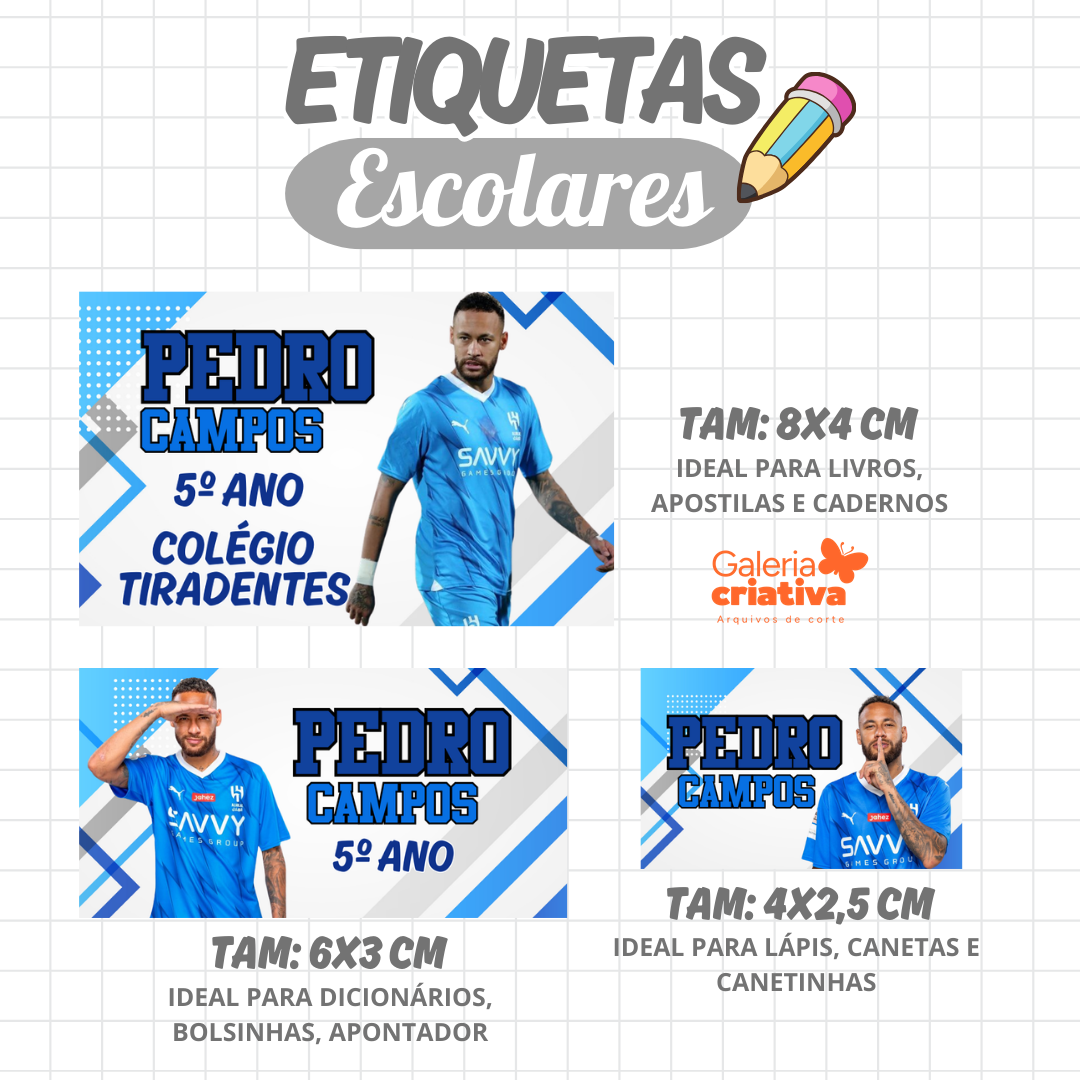 79. NEYMAR Arquivo Etiqueta Escolar NEYMAR - Imagem 1