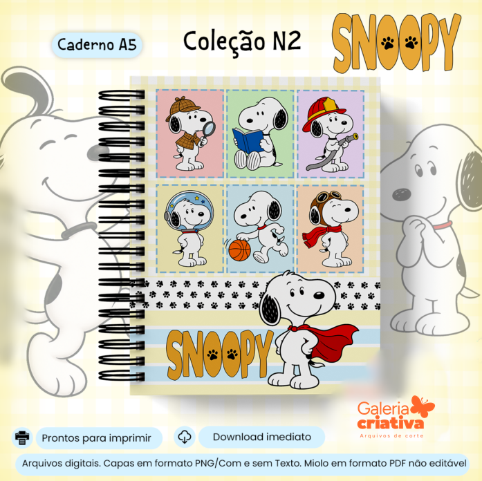 80 - Coleção Snoopy N2 Caderno A5 Arquivo Coleção Snoopy N2 Caderno A5 - Imagem 1