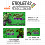 Arquivo Etiqueta Escolar HULK