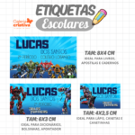 Arquivo Etiqueta Escolar TRANSFORMERS