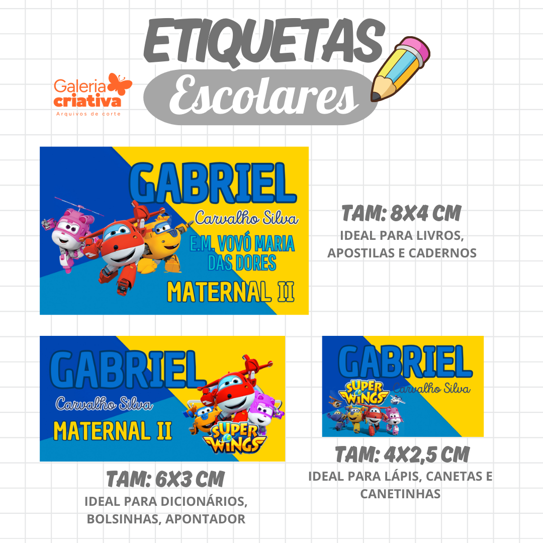 89. SUPER WINGS Arquivo Etiqueta Escolar SUPER WINGS - Imagem 1