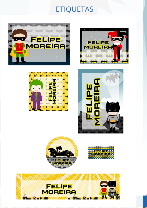 9 - Batman Cute Arquivo Etiqueta Escolar Batman Cute - Imagem 1