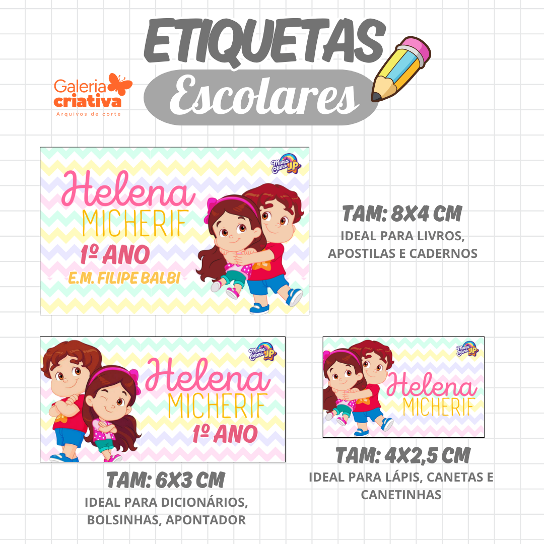 95. MARIA CLARA E JP Arquivo Etiqueta Escolar MARIA CLARA E JP - Imagem 1
