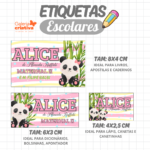 Arquivo Etiqueta Escolar PANDA