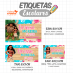 Arquivo Etiqueta Escolar  MOANA ADULTA