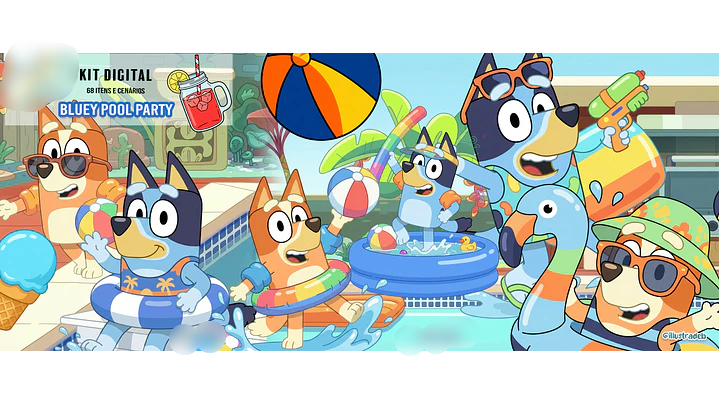 Bluey Pool Party Kit Digital Bluey Pool Party - Imagem 1