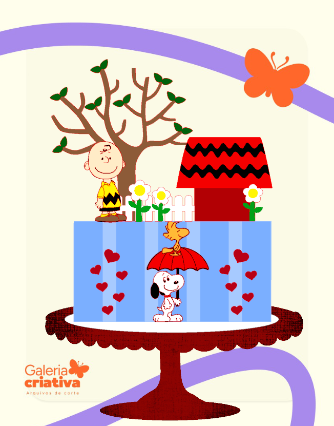 Charlie e Snoopy em Camadas Arquivo Topo de Bolo Charlie e Snoopy em Camadas - Imagem 1