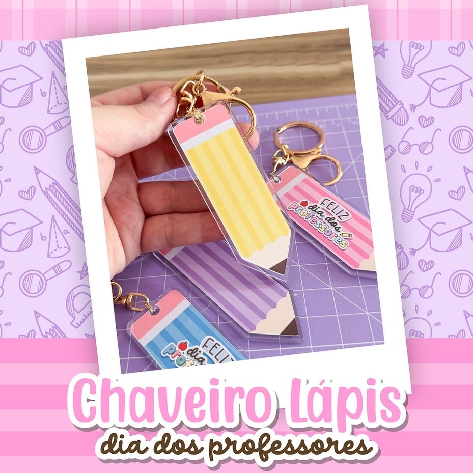 Chaveiro Lápis Arquivo Dia dos Professores Chaveiro Lápis - Imagem 1