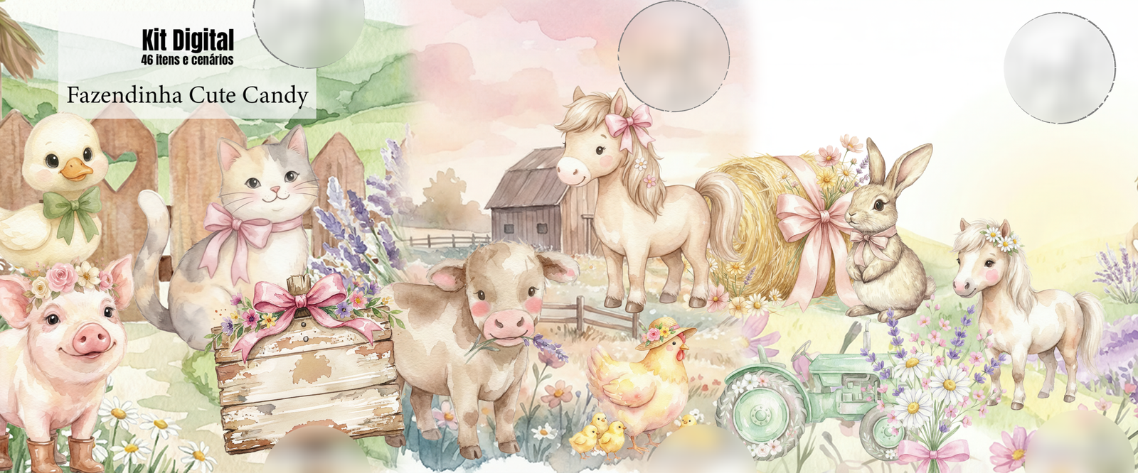 Fazendinha Cute Candy Kit Digital Fazendinha Cute Candy - Imagem 1