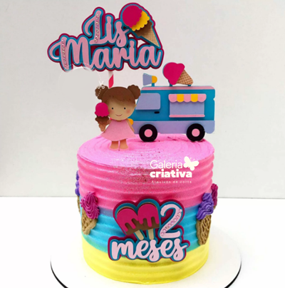 Menina Sorveteria Carro Arquivo Topo de Bolo Menina Sorveteria Carro - Imagem 1