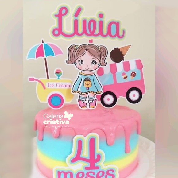 Menina Sorveteria Arquivo Topo de Bolo Menina Sorveteria - Imagem 1
