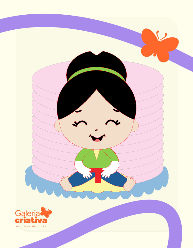 Mulan Baby Arquivo Topo de Bolo Mulan Baby - Imagem 1