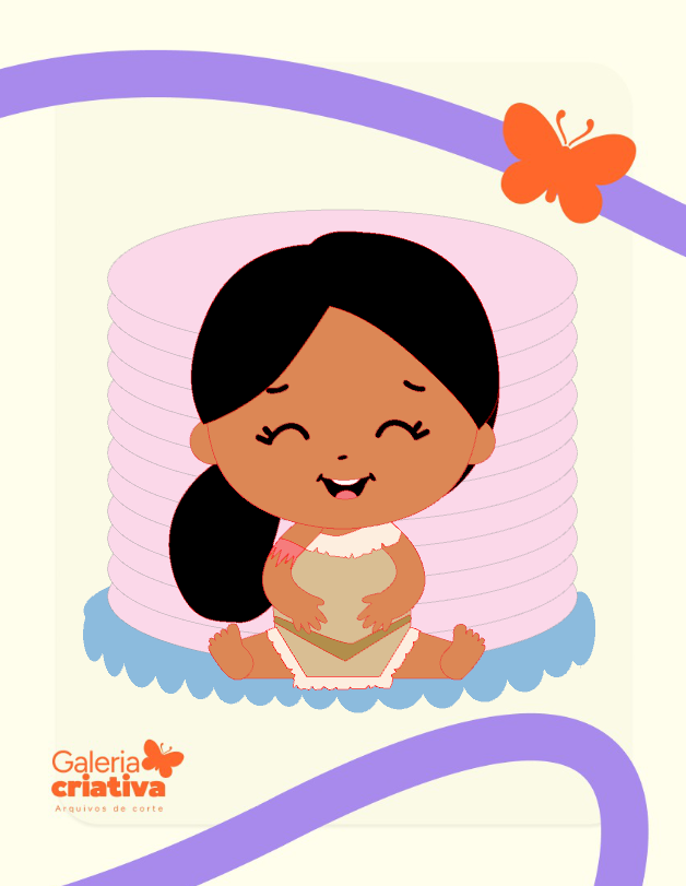 Pocahontas Baby Arquivo Topo de Bolo Pocahontas Baby - Imagem 1