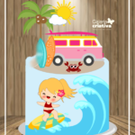 Arquivo Topo de Bolo Pool Party Praia Menina Surfista