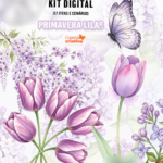Kit Digital Primavera Lilás Floral