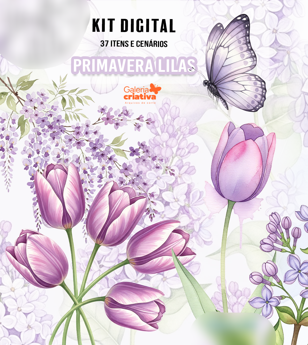 Primavera Lilás Kit Digital Primavera Lilás Floral - Imagem 1