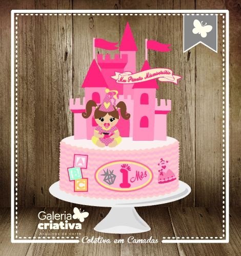 Princesa Baby Castelo Arquivo Topo de Bolo Princesa Baby Castelo - Imagem 1