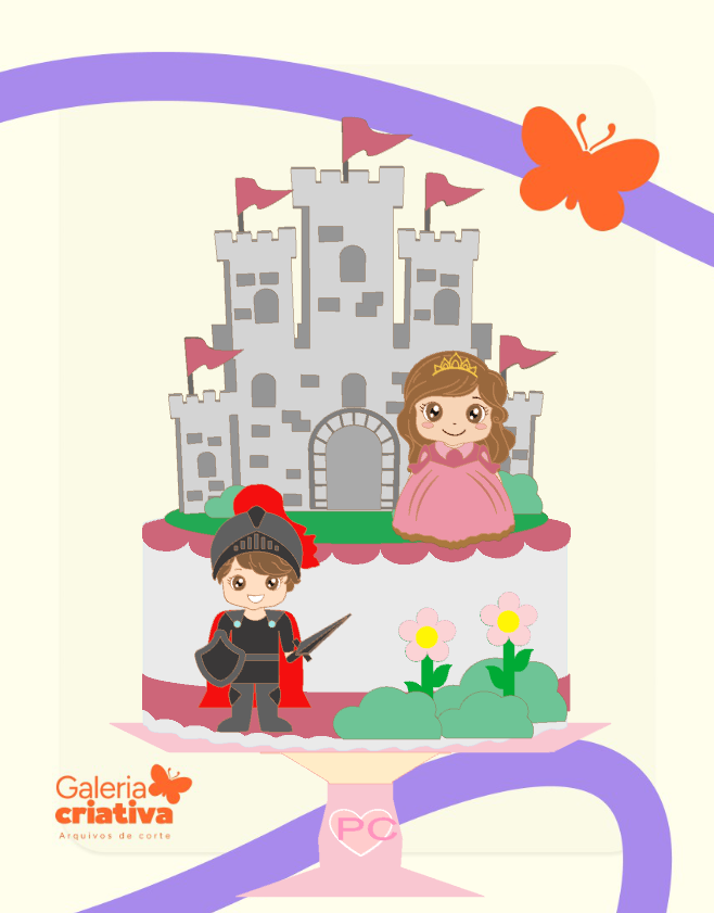 Princesa Castelo em Camadas 3 Arquivo Topo de Bolo Princesa Castelo em Camadas 3 - Imagem 1